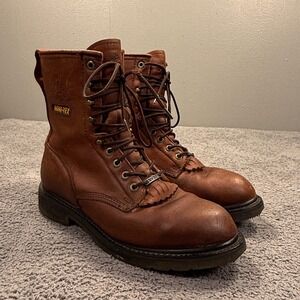 Vtg Rocky Boots Mens‎ 8.5 W Brown Leather GORE-TEX Combat Hunting Kiltie 2853